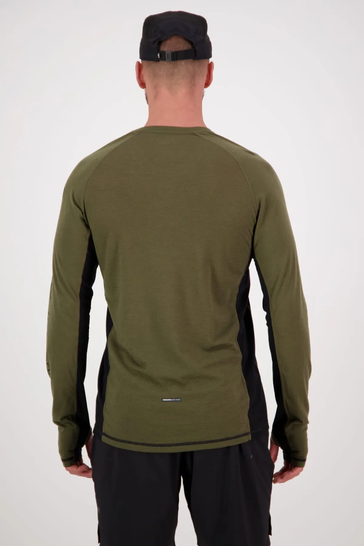 Temple Merino Long Sleeve - Dark Olive Black