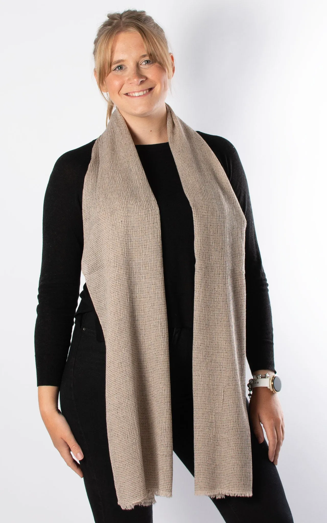 Textured Plain Scarf | Taupe