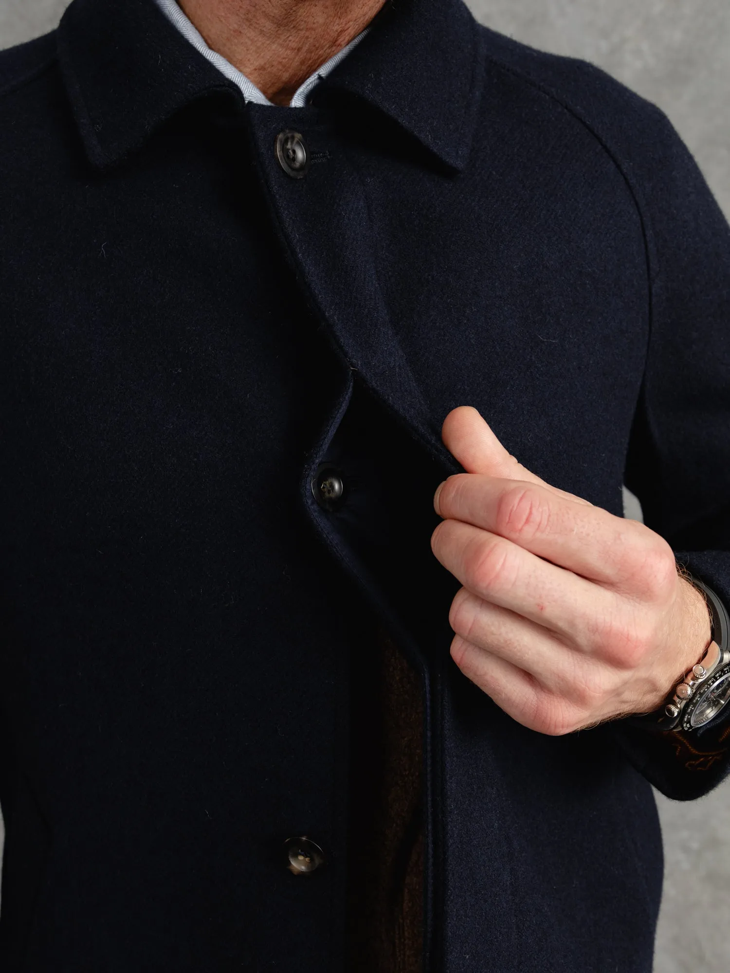 The Woollen Crew Coat - Navy