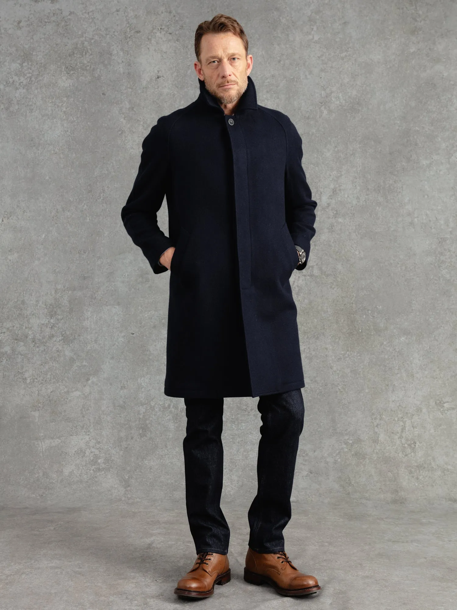 The Woollen Crew Coat - Navy