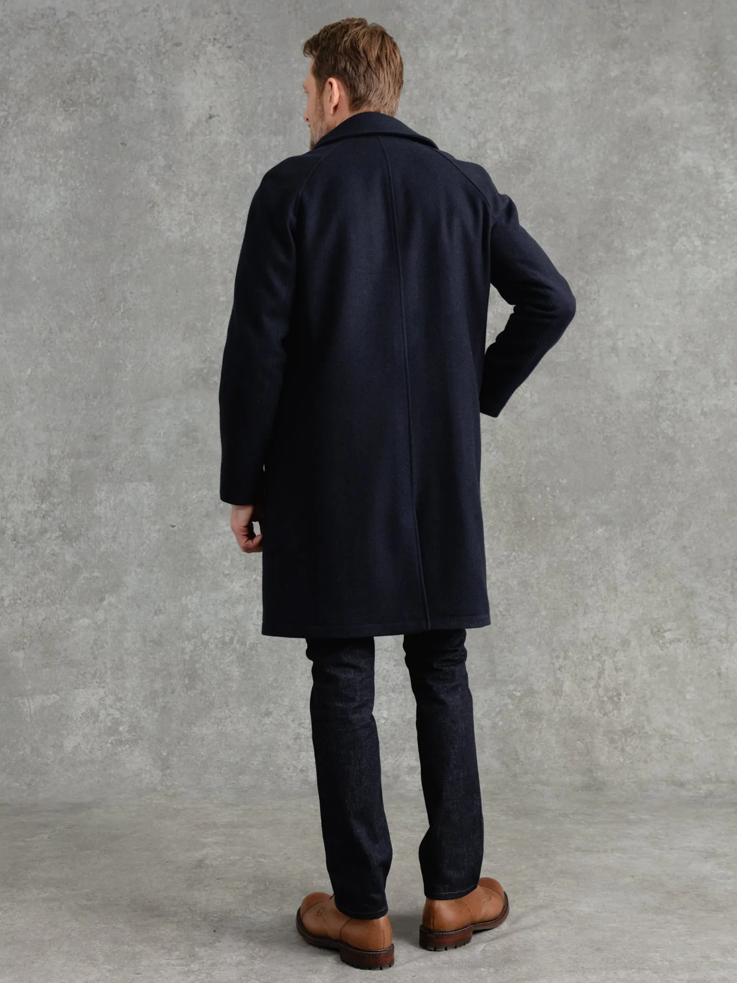 The Woollen Crew Coat - Navy