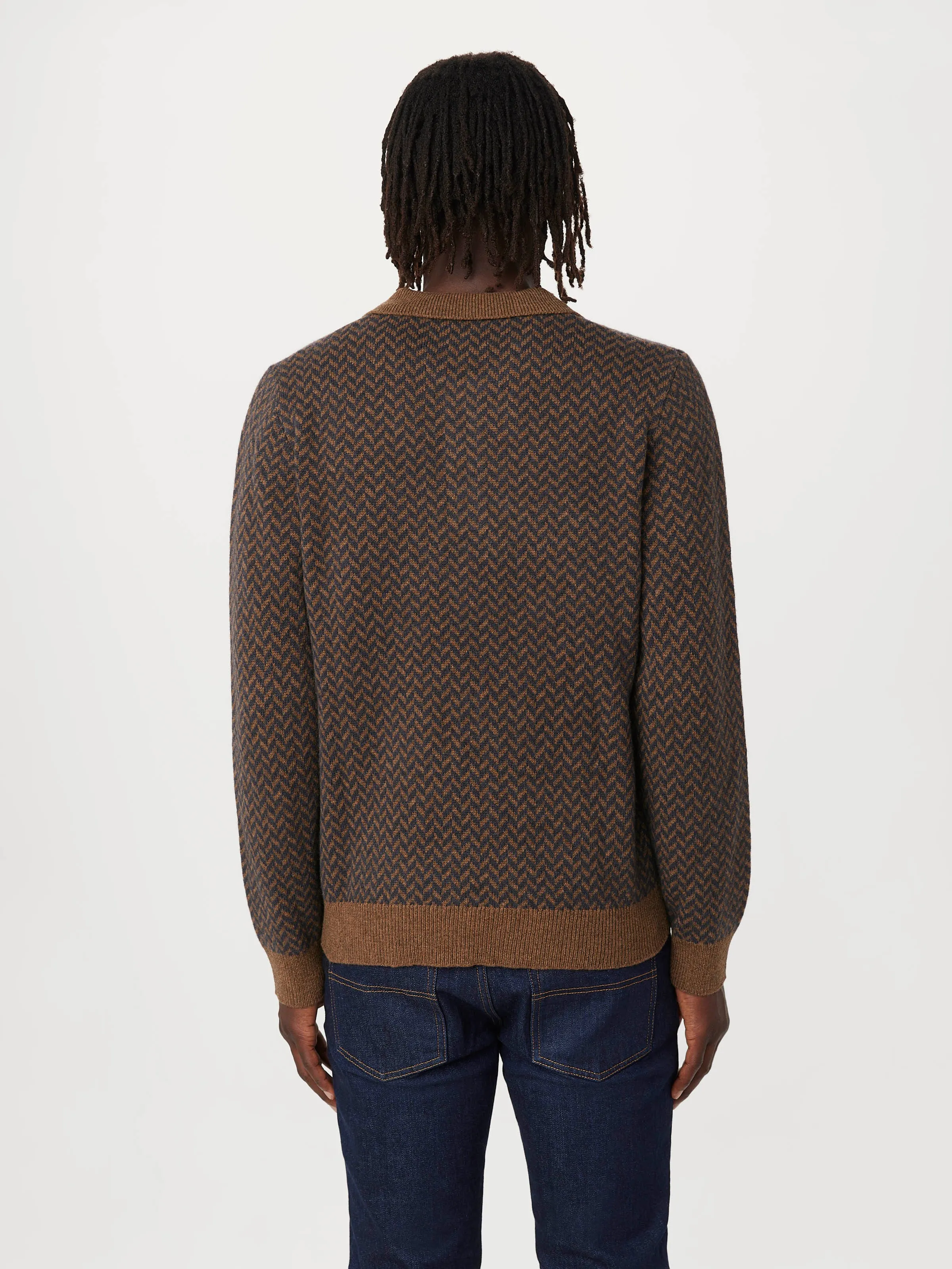 The Yak Wool Polo Sweater in Mustang Brown