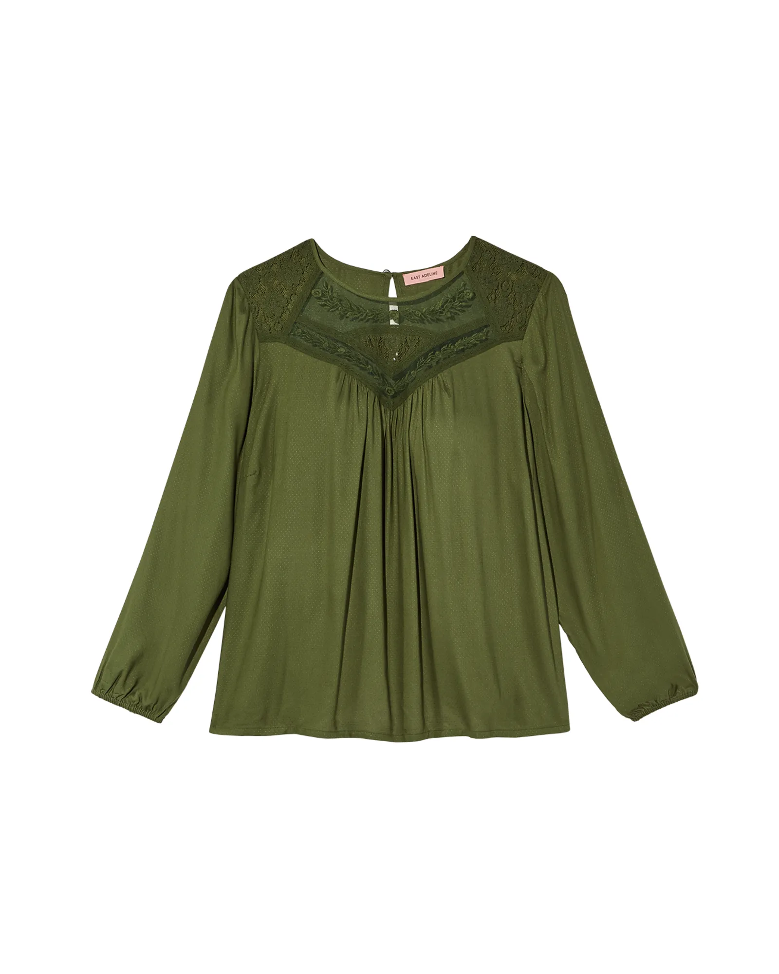 Thea Long Sleeve Textured Blouse | Forest Green