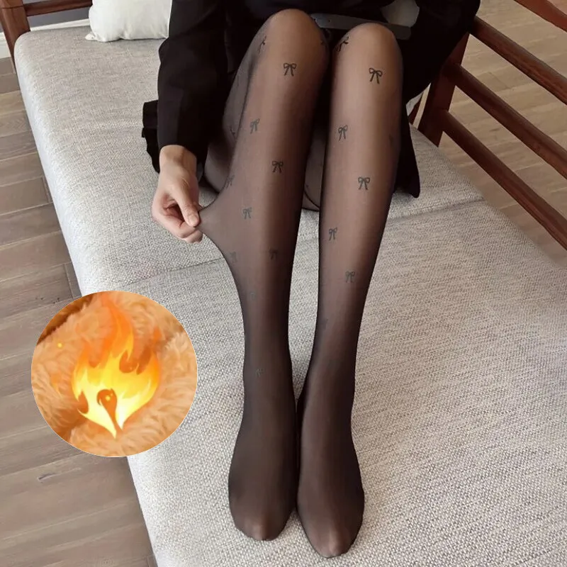 Thermal Stocking Women Translucent Soft Fleece Winter Warm Comfortable 3D Legging