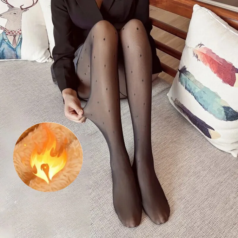 Thermal Stocking Women Translucent Soft Fleece Winter Warm Comfortable 3D Legging