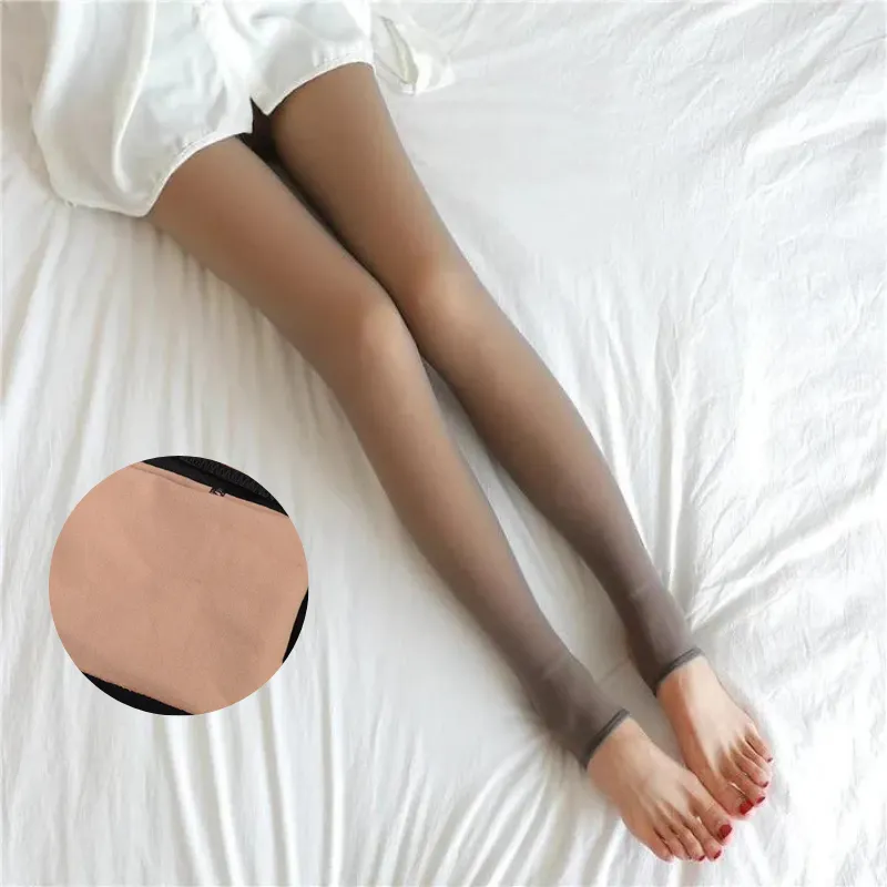 Thermal Stocking Women Translucent Soft Fleece Winter Warm Comfortable 3D Legging