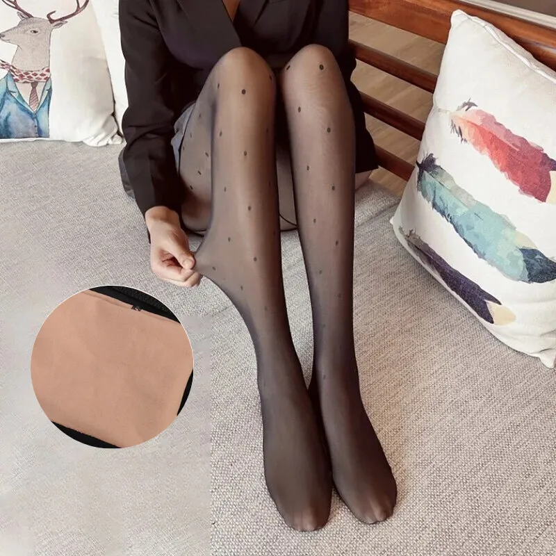 Thermal Stocking Women Translucent Soft Fleece Winter Warm Comfortable 3D Legging