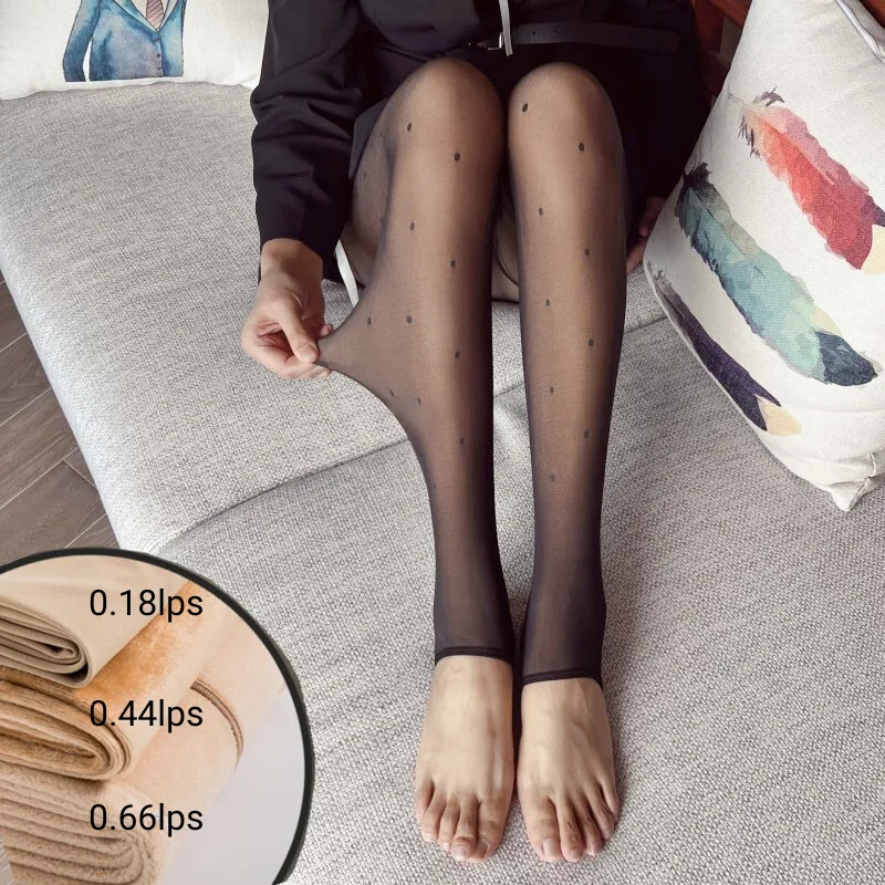 Thermal Stocking Women Translucent Soft Fleece Winter Warm Comfortable 3D Legging