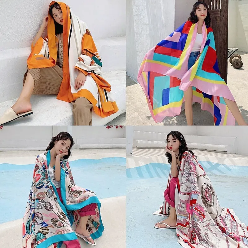 Travel Beach Towels large Size  Vintage Ethnic Style Scarf  Women Sun Shade Retro Cotton Tapestry Pashmina Yoga 190x140cm