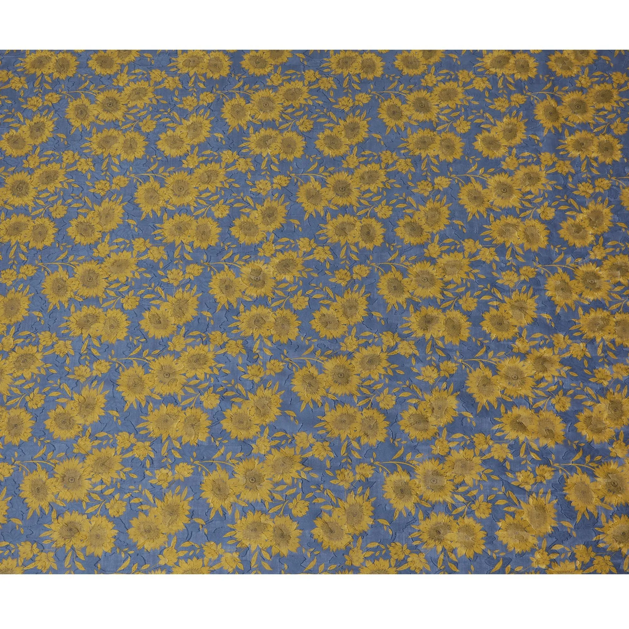 Uragiri Sunflower Blue Cotton Voile Fabric - Japanese Print, 110cm Wide-D17739