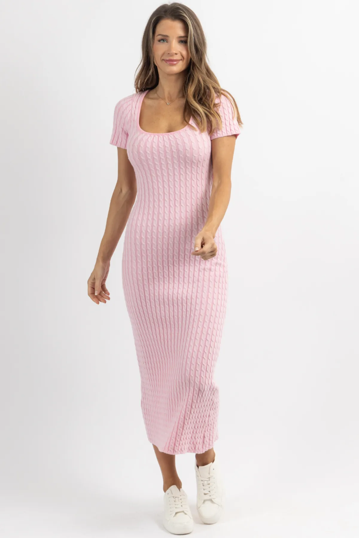 VEDA PINK CABLEKNIT DRESS