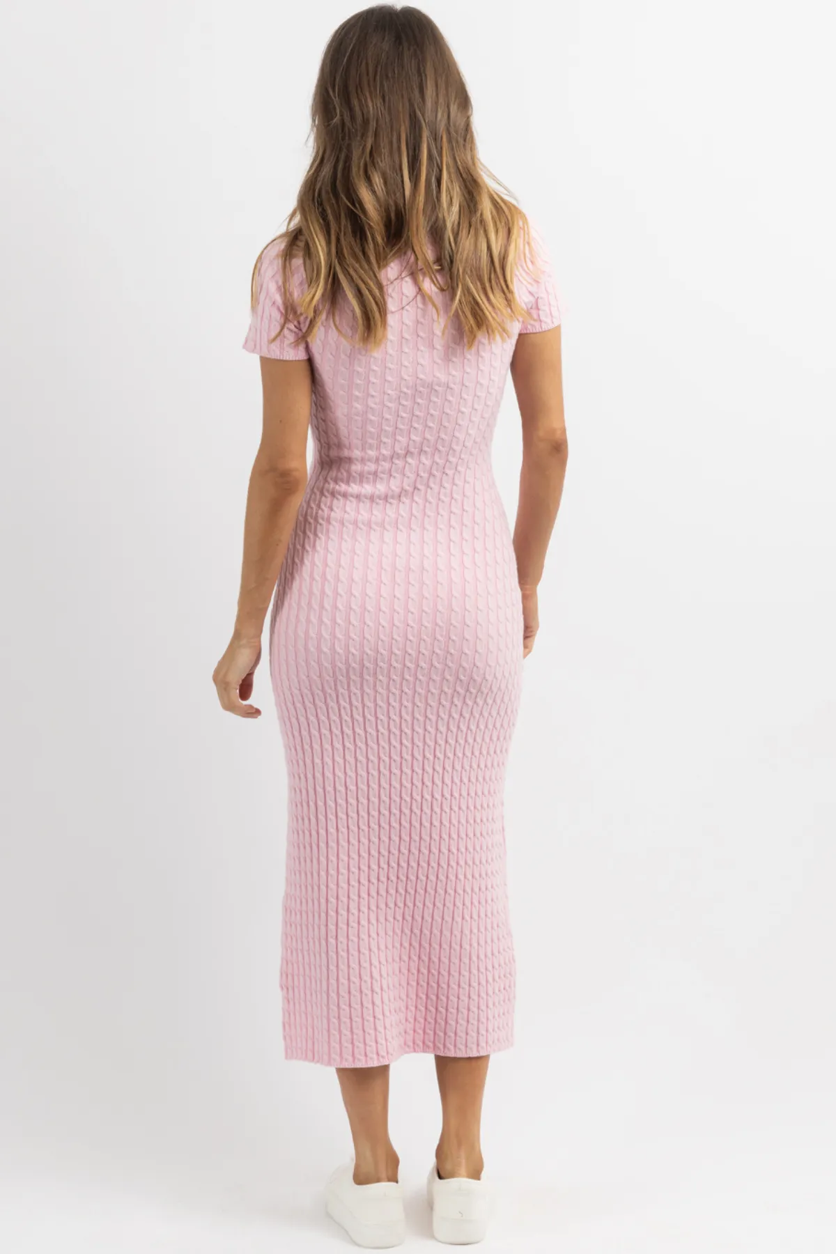 VEDA PINK CABLEKNIT DRESS