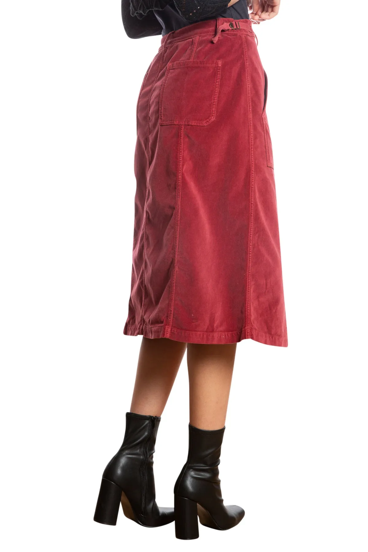 Velveteen A line skirt in Brick