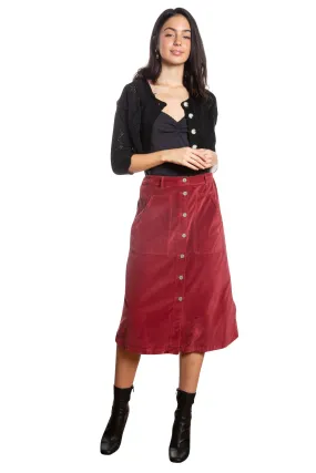 Velveteen A line skirt in Brick