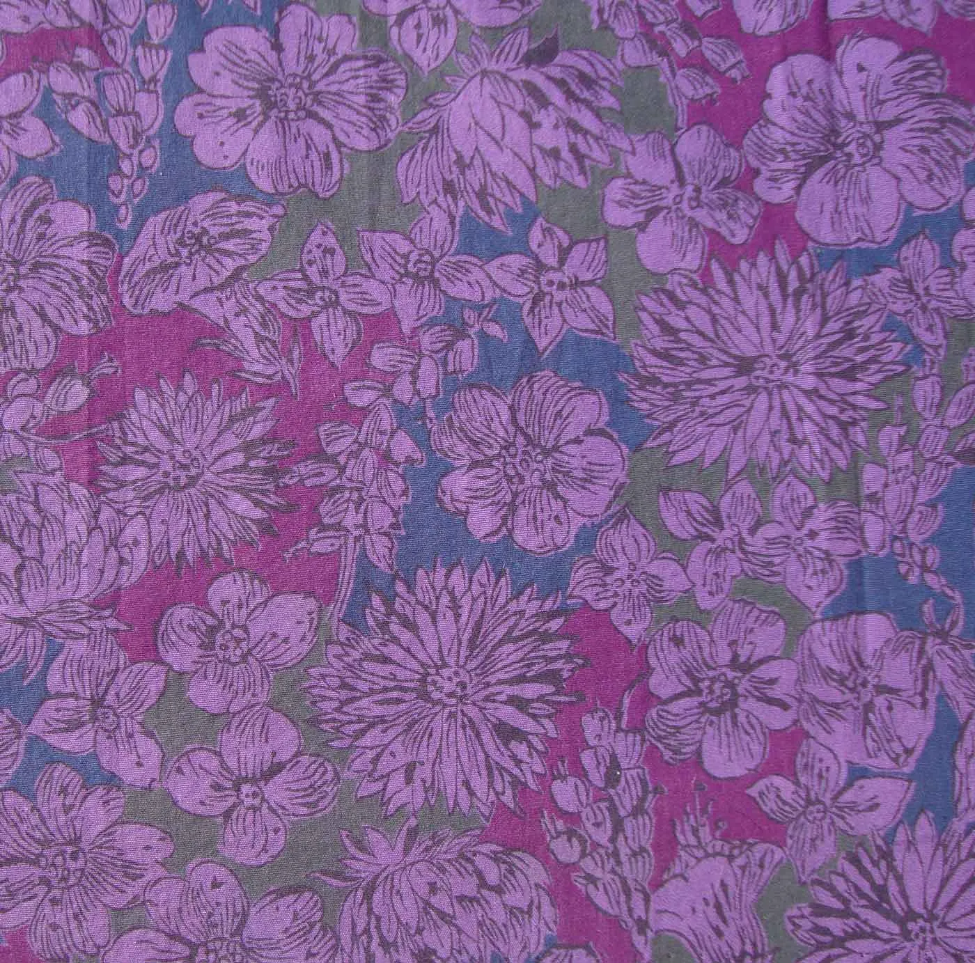 Vintage 60s Skirt Purple Pleated Floral Cotton S