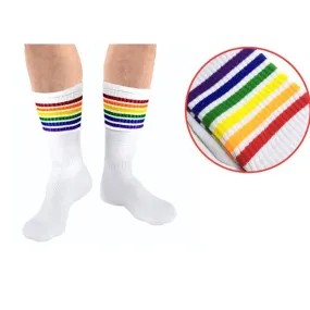 White Socks with Rainbow Stripe