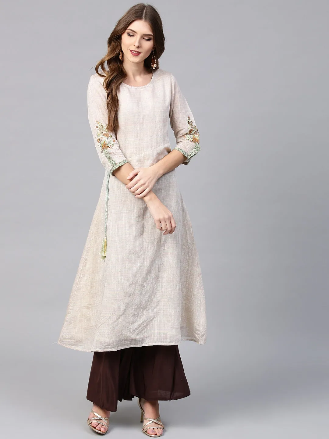 Women Beige A-Line Kurta