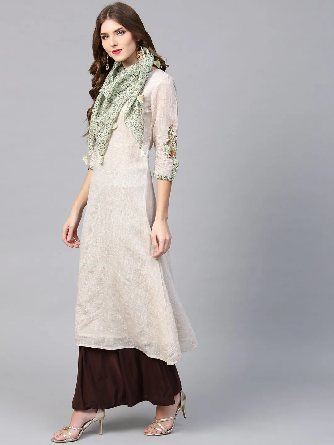 Women Beige A-Line Kurta