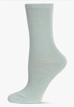 Women's Cashmere Flatknit Crew Socks -Sage Green