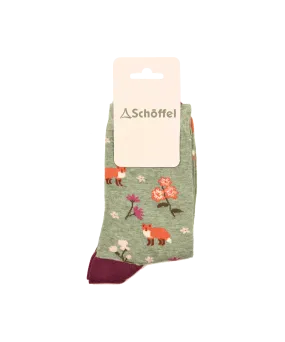 Women's Cotton Socks - Sage Fox