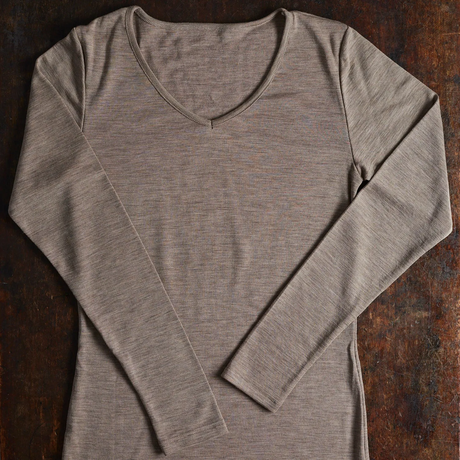 Womens Wool/Silk LS Top - Sesame