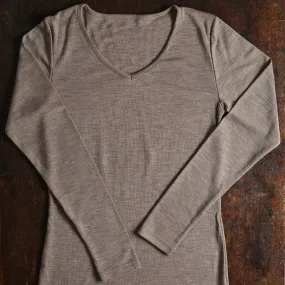 Womens Wool/Silk LS Top - Sesame