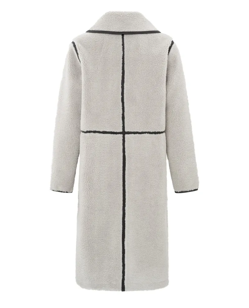 Yaya Dove Grey Faux Shearling Long Coat - UK10