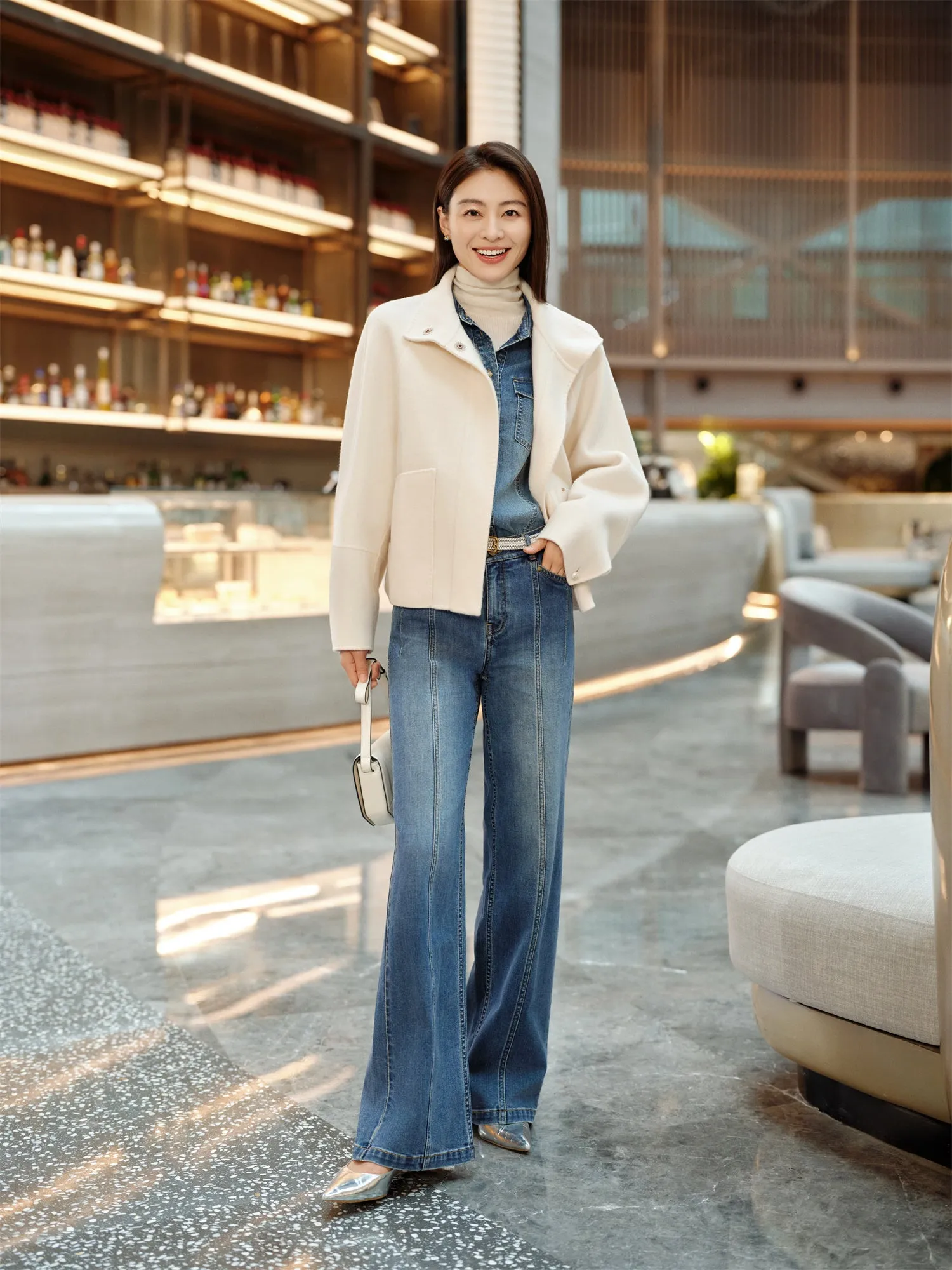 YAYING Cloud Cashmere Stand Collar Coat