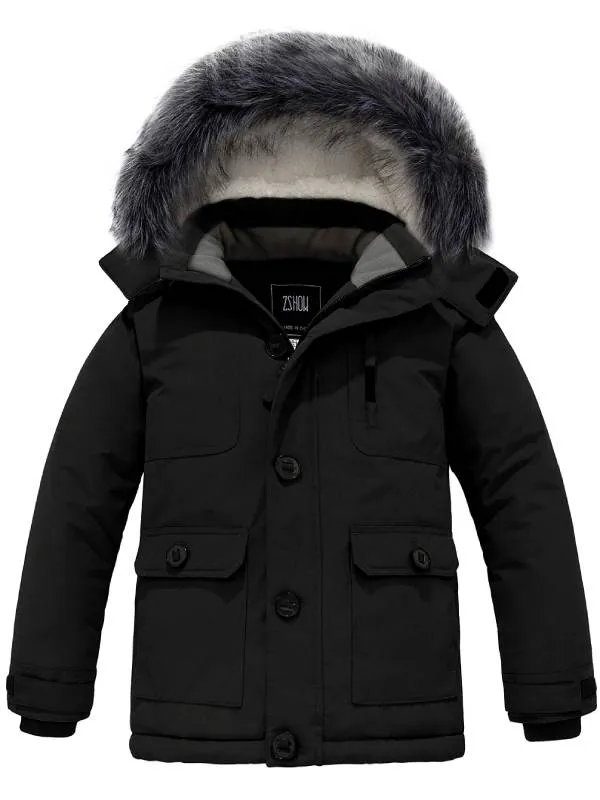 ZSHOW Boy's Mid-Length Hooded Winter Coat Thicken Puffer Jacket